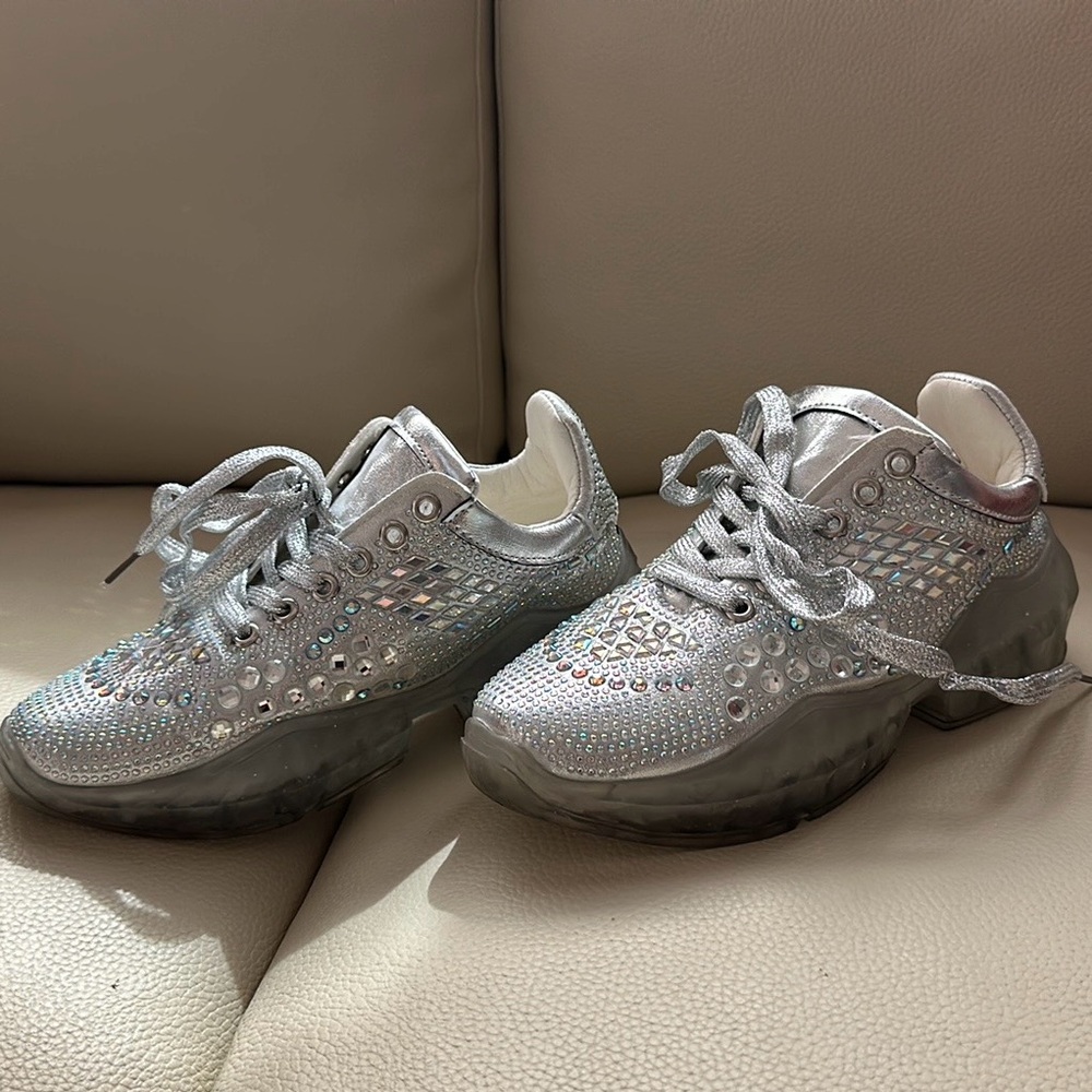 Silver Bling sneakers shoes size 6 very cute